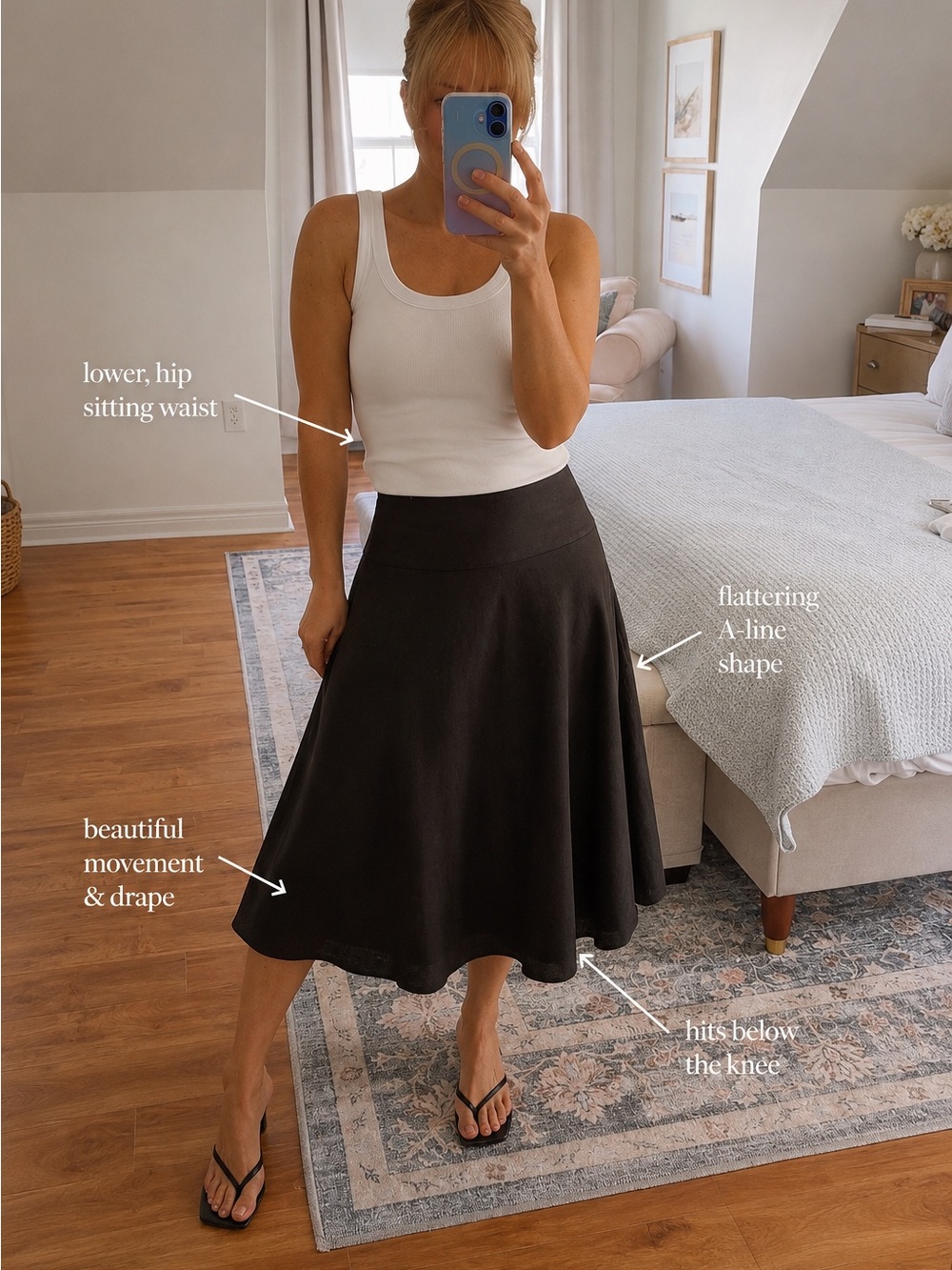 Lauren Ralph Lauren linen a line skirt - black - size 4
